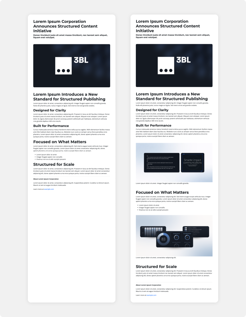 Before vs After of 3BL's Content Editor with Images